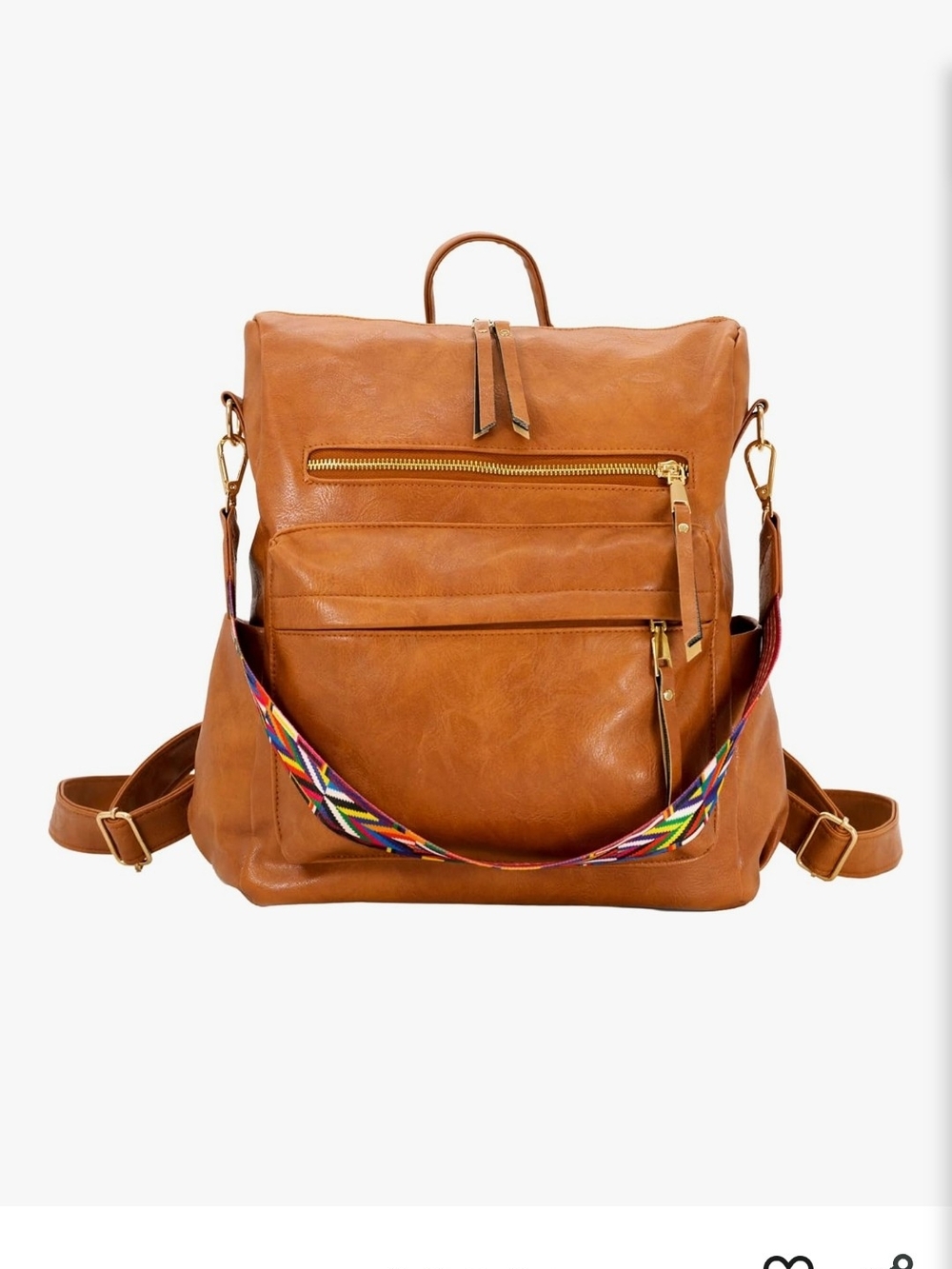 Faux Carmel Leather Convertible Backpack Purse - So Soft and Versatile Unisex